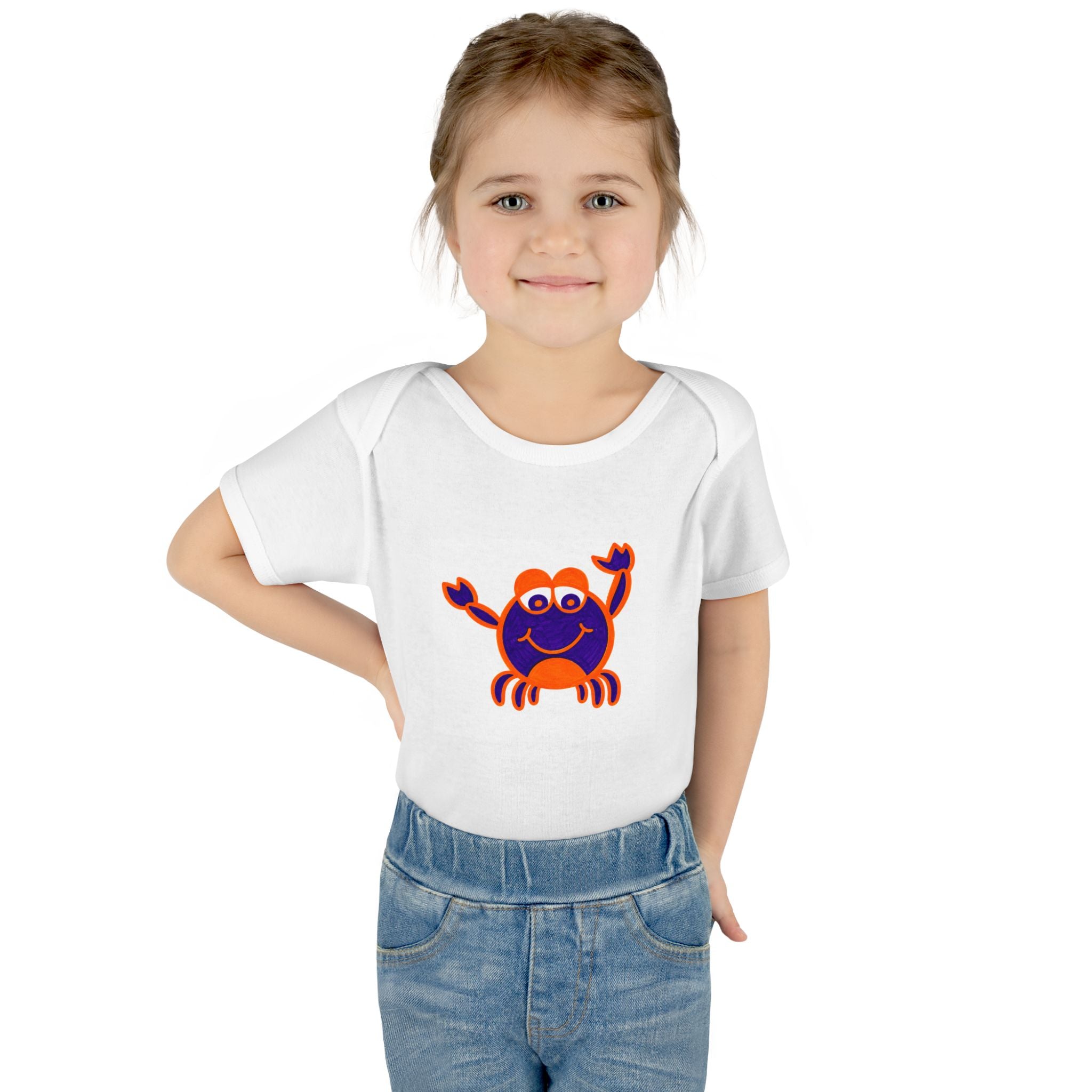 Hand-Drawn Smiling Crab Infant Bodysuit | Cute Ocean Baby Onesie