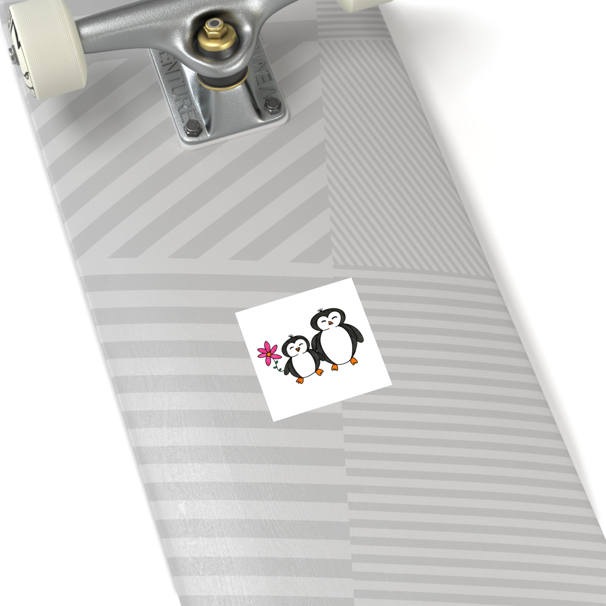 Cute Penguin Sticker, Hand Drawn Penguin Family Sticker, Whimsical Animal Vinyl Sticker, Cute Pink Penguin Decal