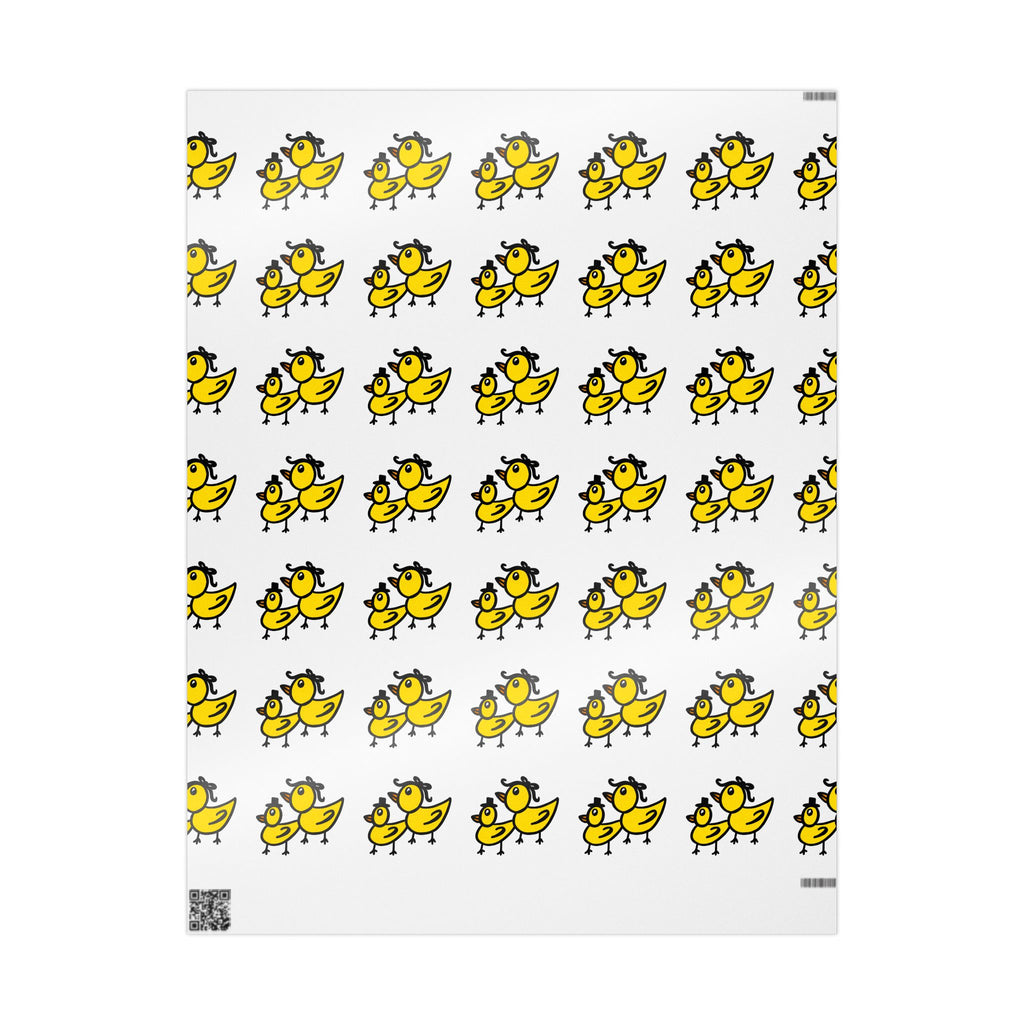 Hand-Drawn Yellow Cartoon Duck Pattern Wrapping Paper | Cute Animal Gift Wrap