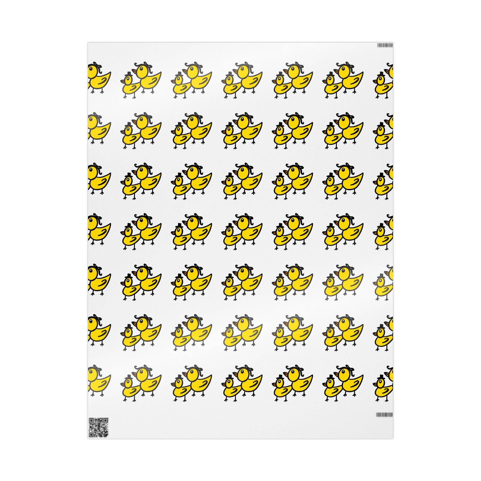 Hand-Drawn Yellow Cartoon Duck Pattern Wrapping Paper | Cute Animal Gift Wrap