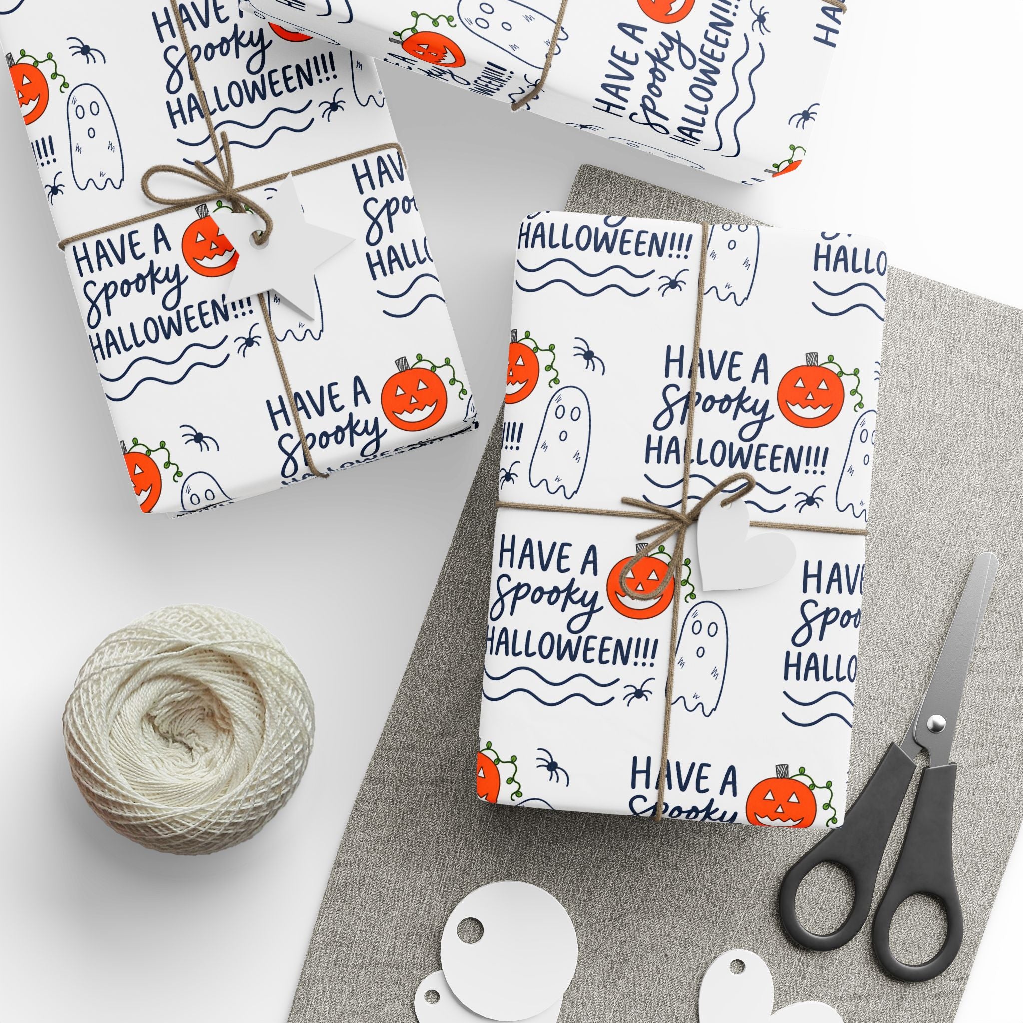 Hand-Drawn Have a Spooky Halloween Pattern Wrapping Papers | Pumpkin Ghosts, Trick or Treat