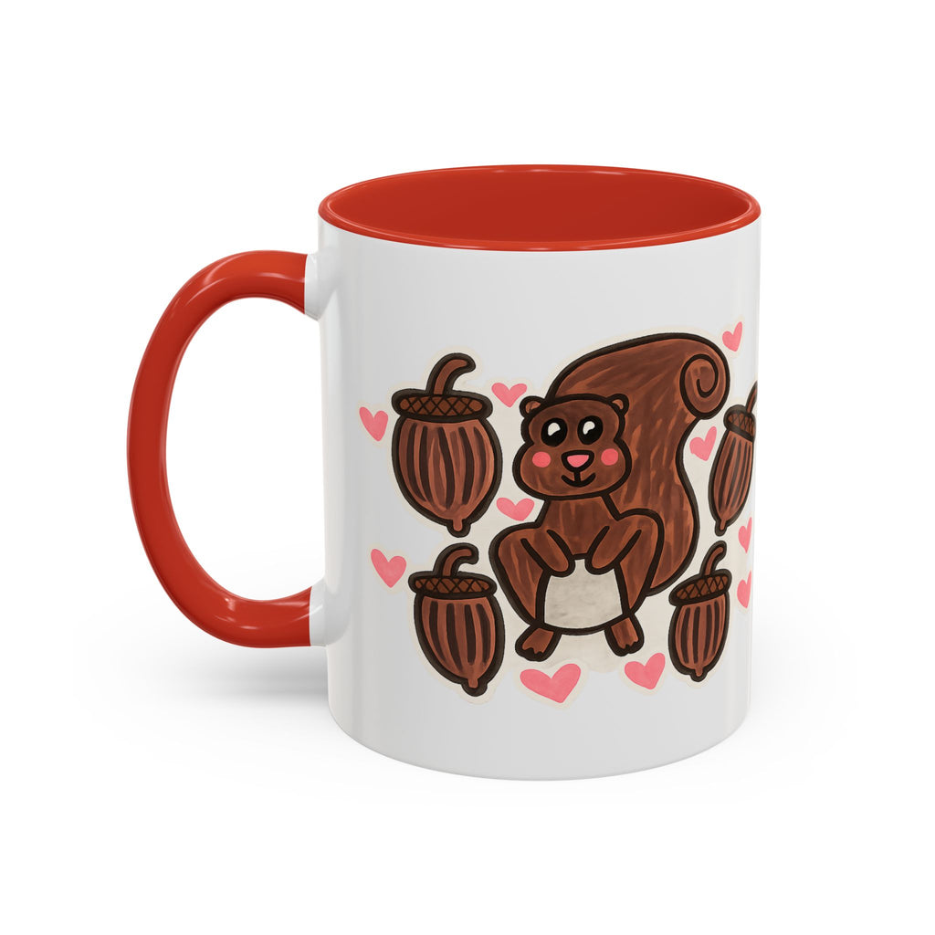 Hand-Drawn Cute Squirrel with Acorns Mug | Accent Coffee Mug