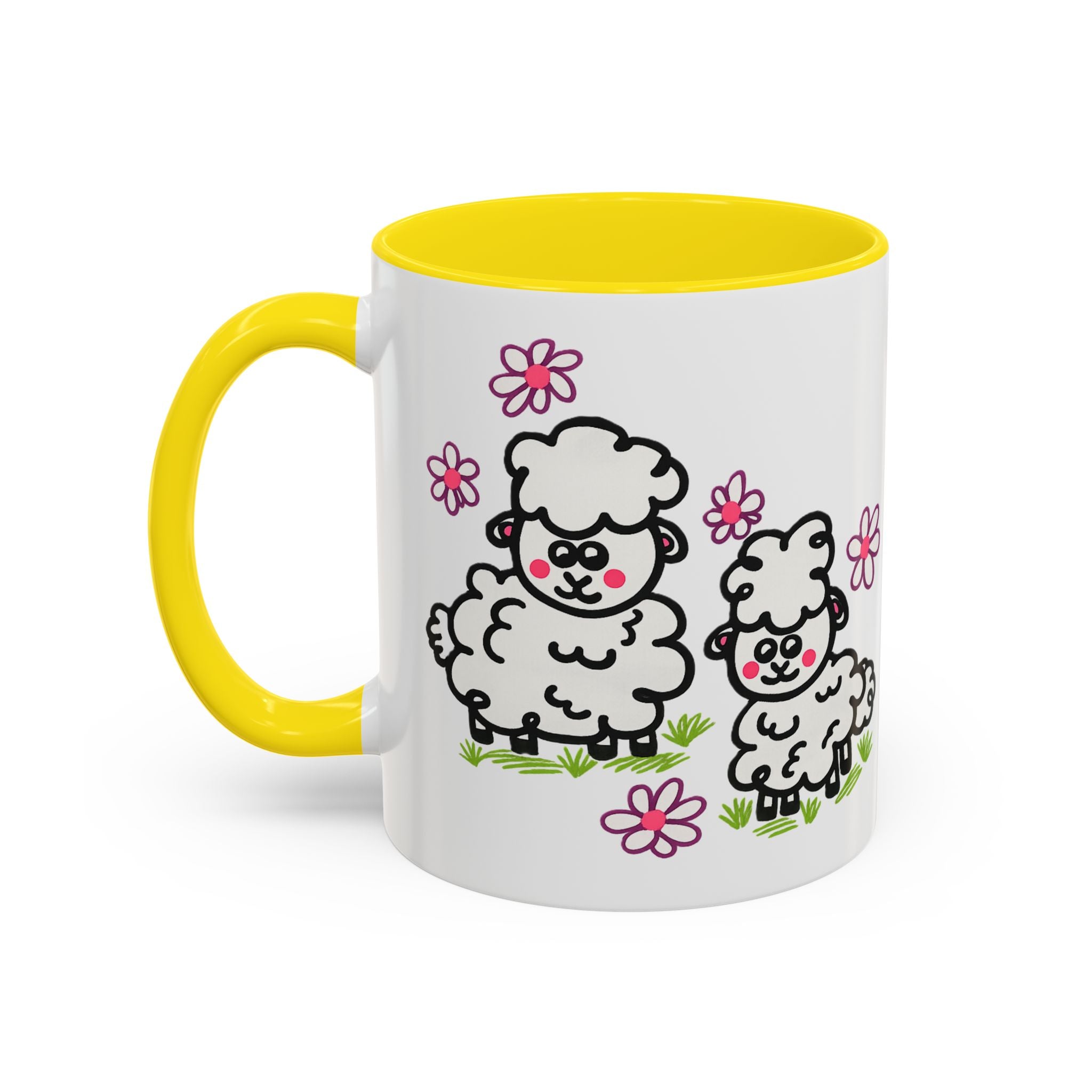 Hand-Drawn Cute Cartoon Sheep Pattern Mug | Accent Coffee Mug