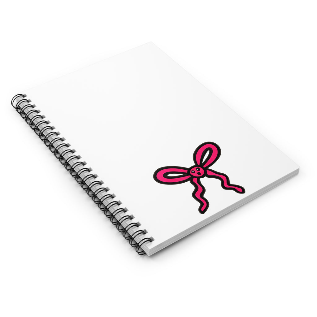 Hand-Drawn Pink Ribbon Bunny Face spiral notebook | Ruled Line