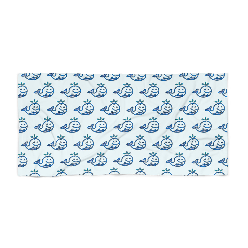Hand-Drawn Blue Whale Pattern Beach Towel | Nautical Whale Print