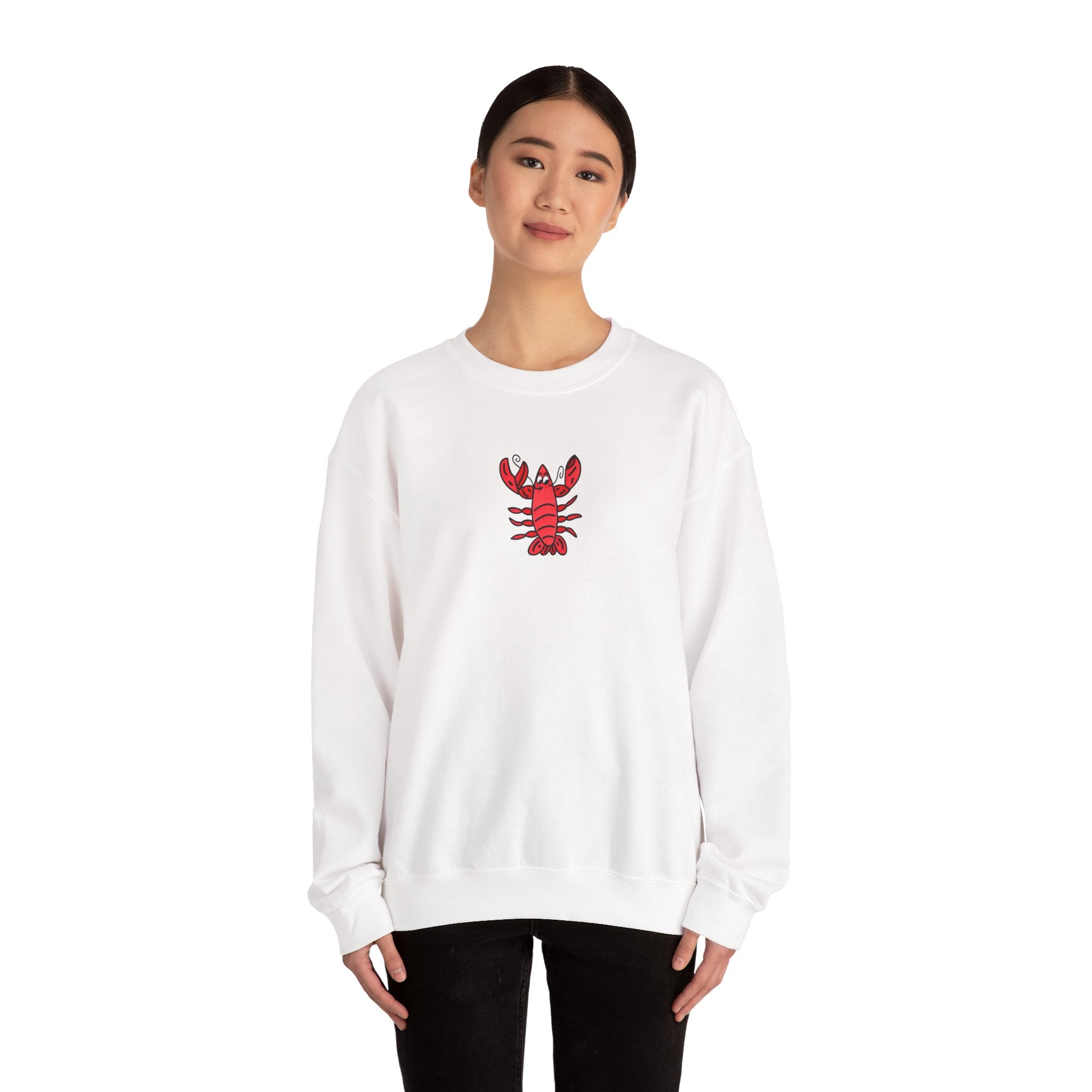 Hand-Drawn Red Lobster Illustration Sweatshirt | Minimal Lobster Seafood Shirt
