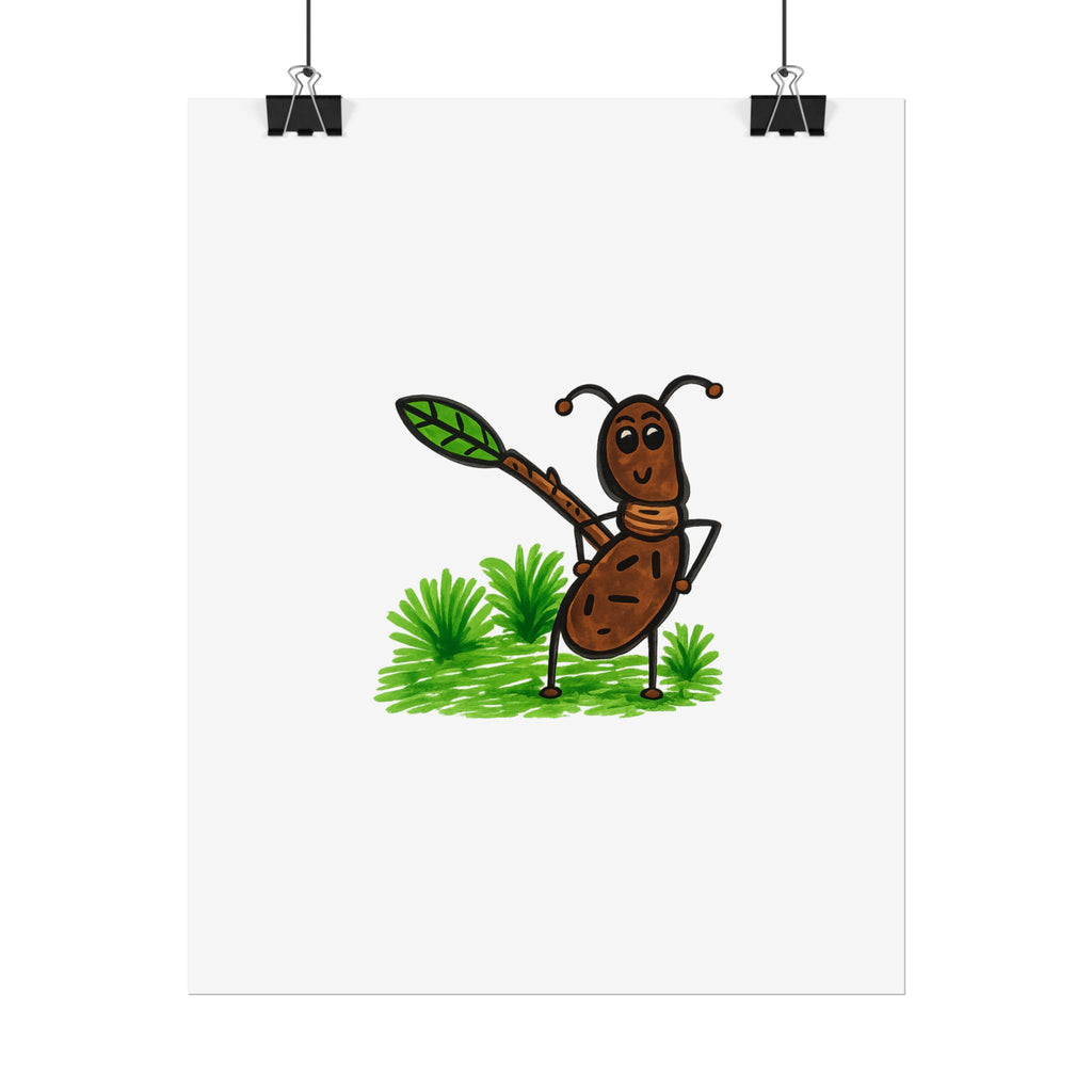 Hand-Drawn Cute Ant Illustration Rolled Posters | Cartoon Insect Art, Nursery Wall Decor