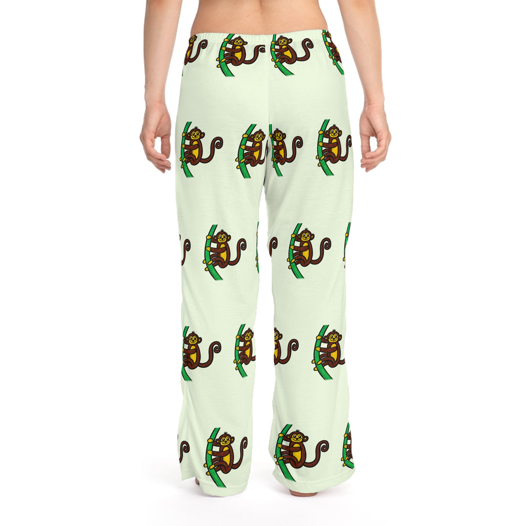 Hand-Drawn Cartoon Monkey Pattern Pajama Pants | All-Over Print