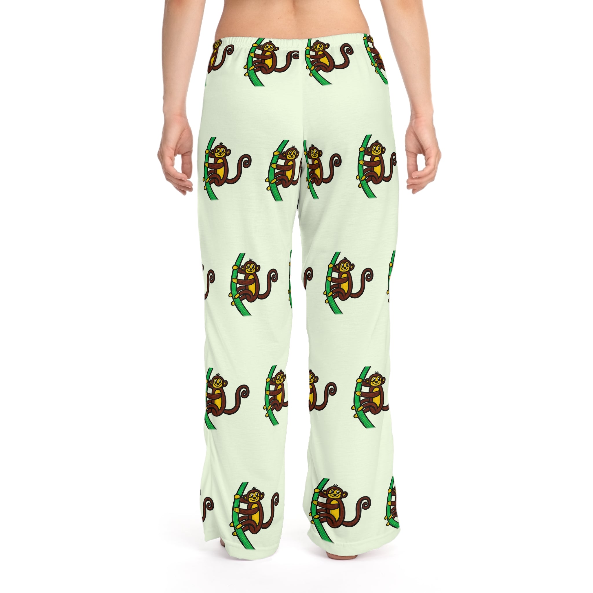 Hand-Drawn Cartoon Monkey Pattern Pajama Pants | All-Over Print