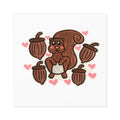 Hand-Drawn Cute Squirrel with Acorns Square Sticker | Indoor Outdoor