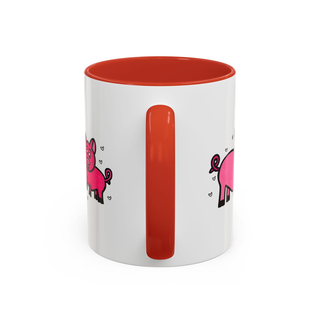 Hand-Drawn Pink Pig Pattern Mug | Accent Coffee Mug 11oz 15oz