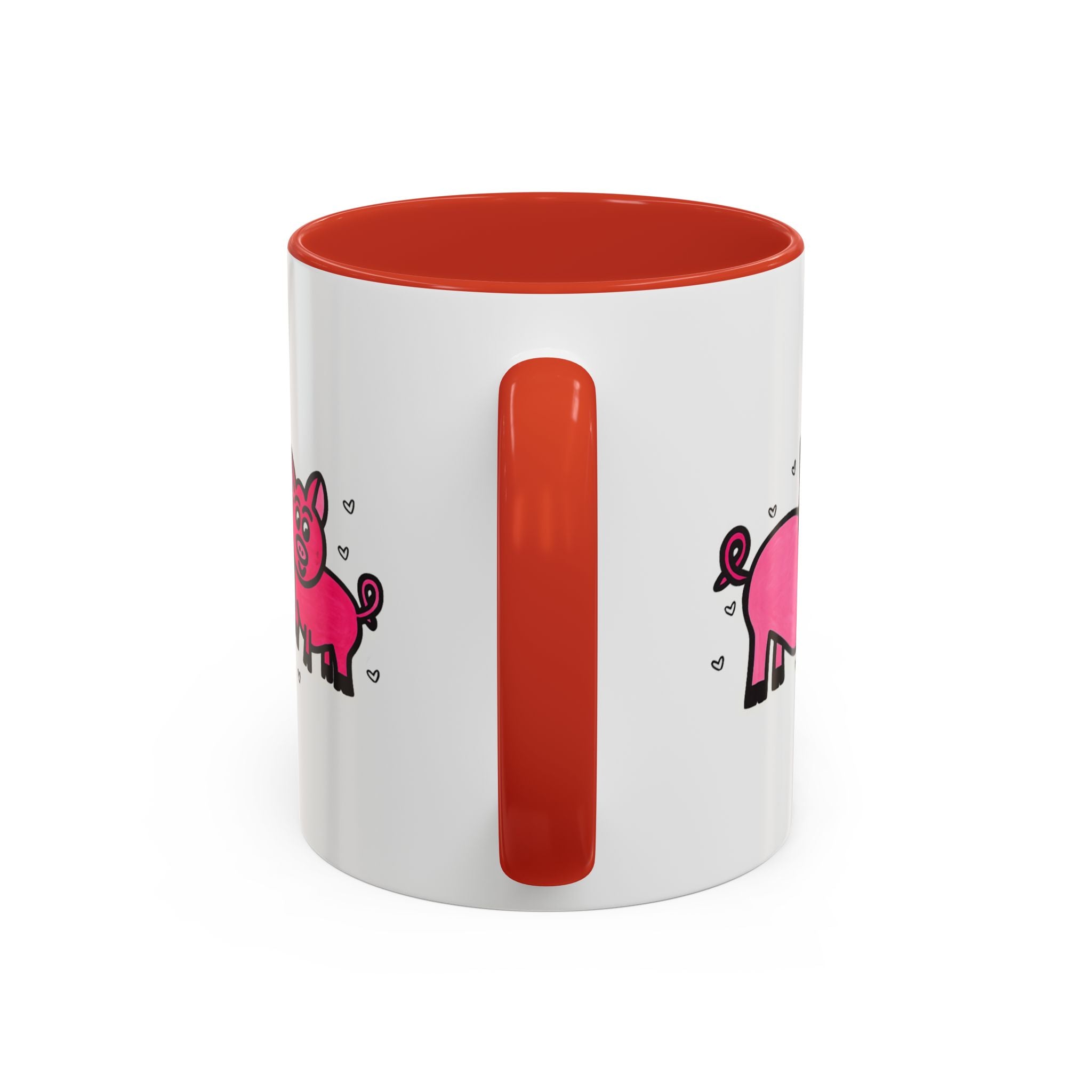 Hand-Drawn Pink Pig Pattern Mug | Accent Coffee Mug 11oz 15oz