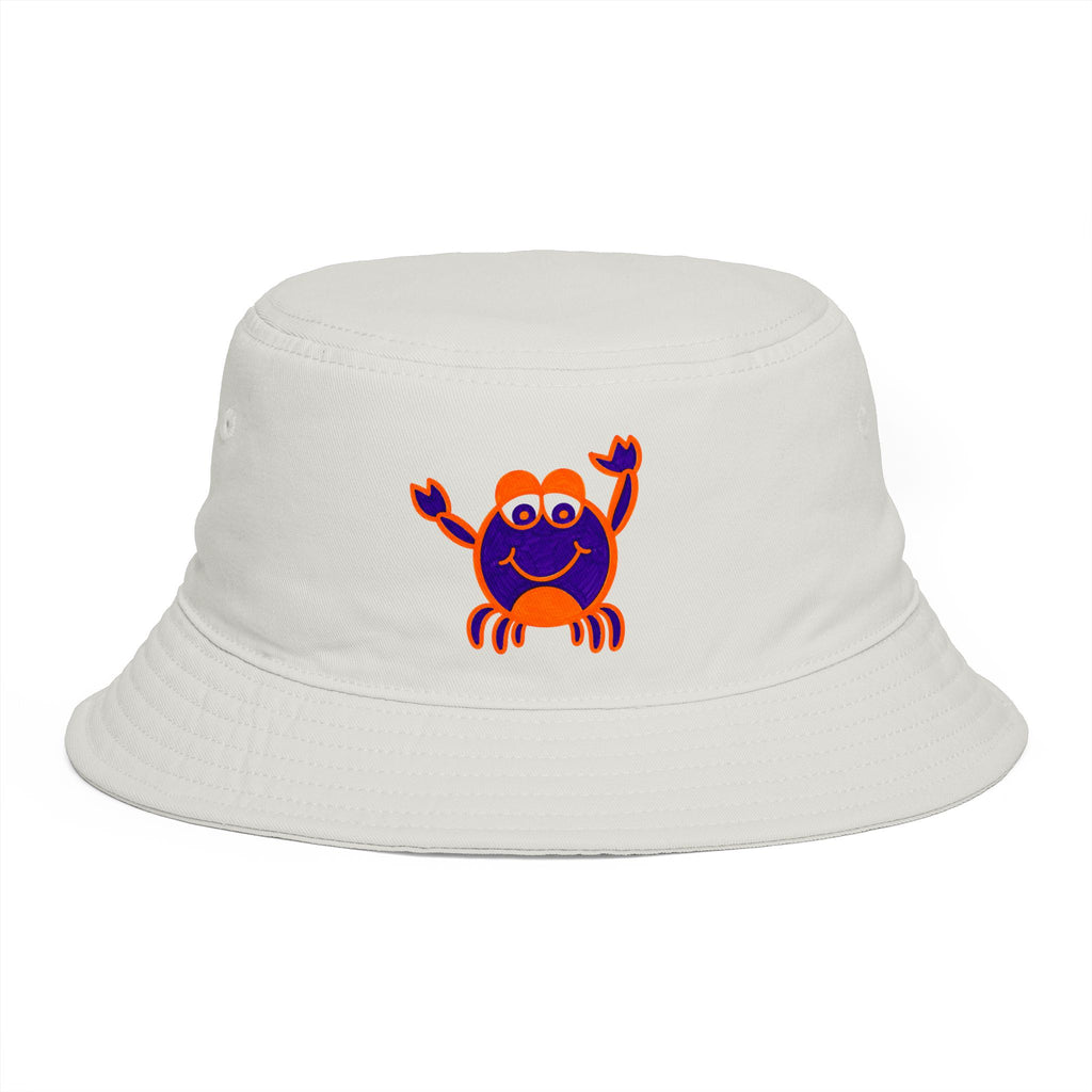 Hand-Drawn Cute Orange & Purple Crab Bucket Hat | Beach, Summer, Coastal