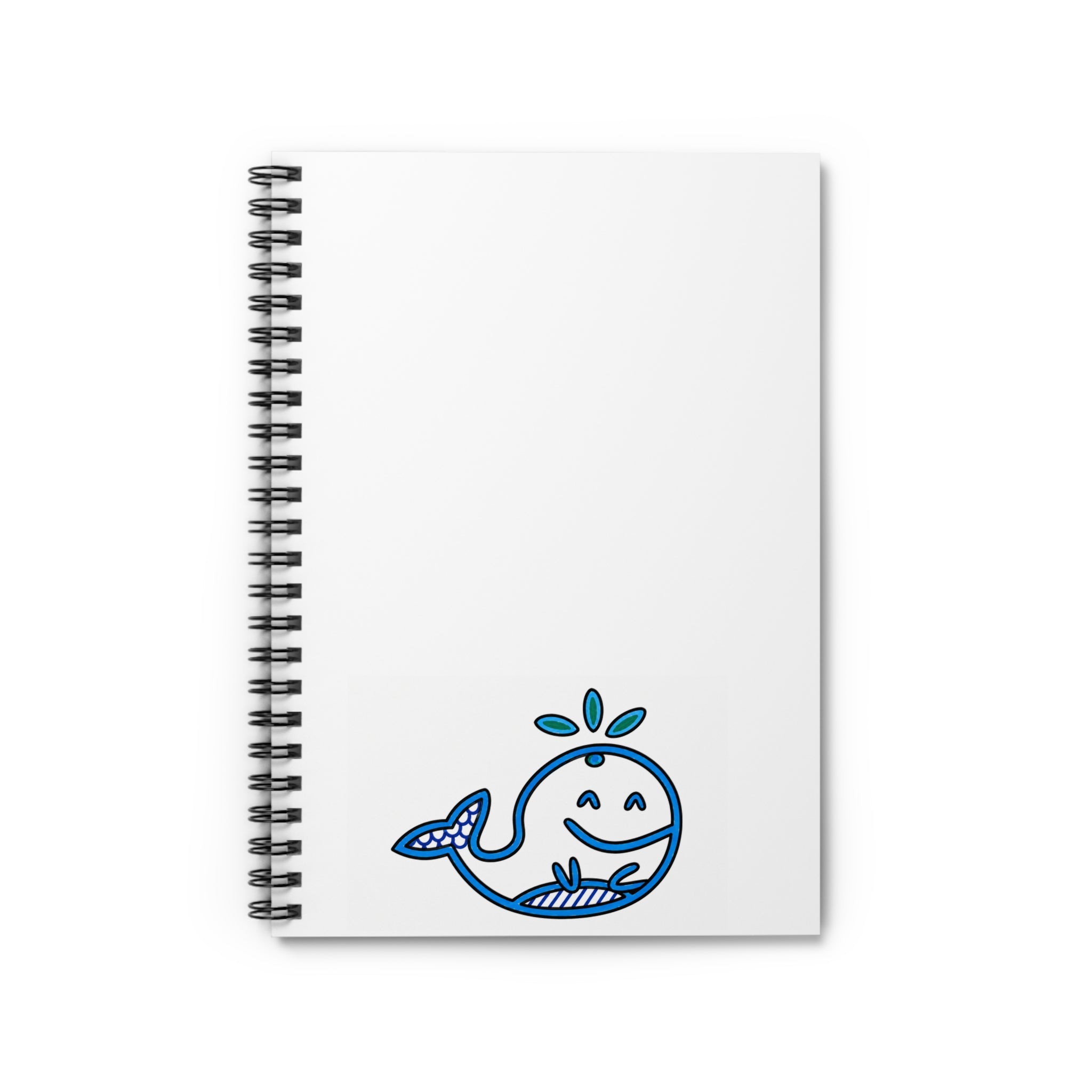 Hand-Drawn Smiling Blue Whale Spiral Notebook | Ruled Journal