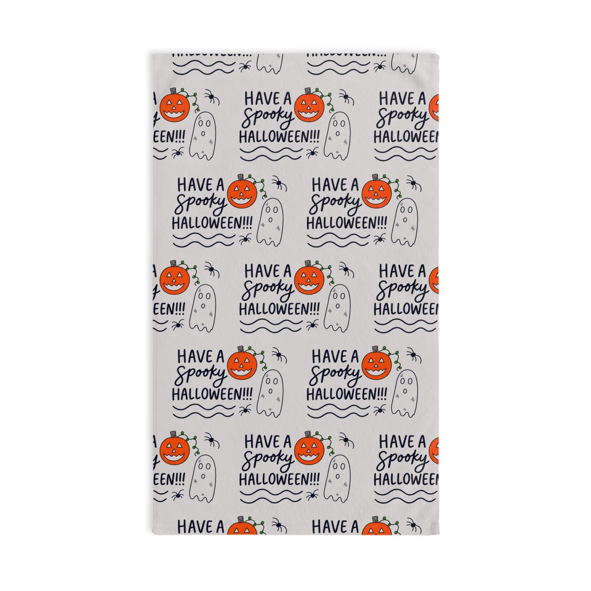 Hand-Drawn Cute Halloween Ghost Hand Towel, Spooky Season Kitchen Decor, Whimsical Pumpkin Bathroom Towel, Halloween Tea Towel