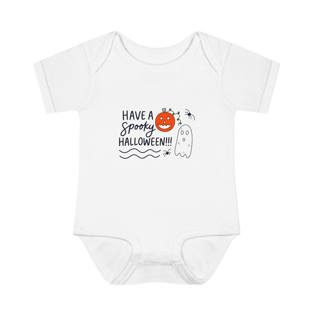 Hand-Drawn Have a Spooky Halloween ghost pumpkin infant bodysuit | Halloween baby onesie