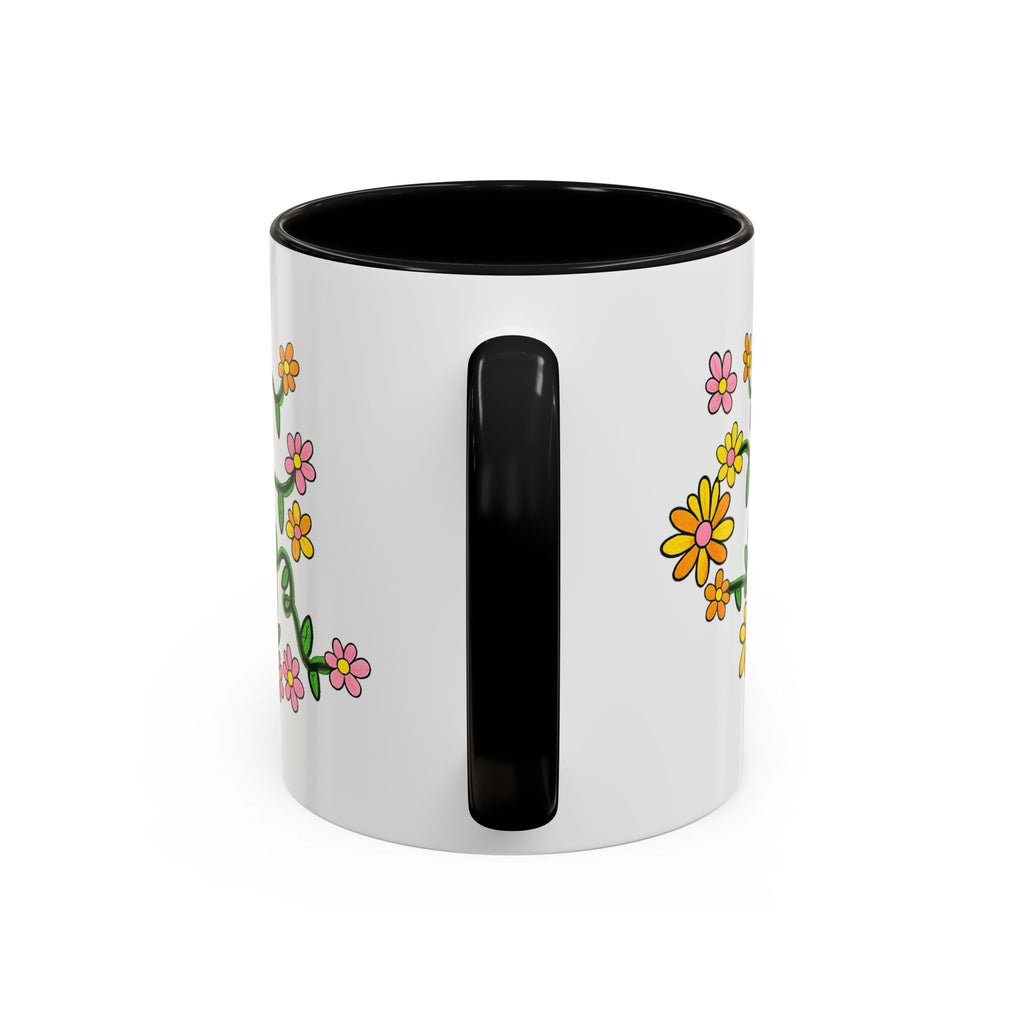 Hand-Drawn Yellow Pink Orange Flower Vine Mug | Accent Coffee Mug