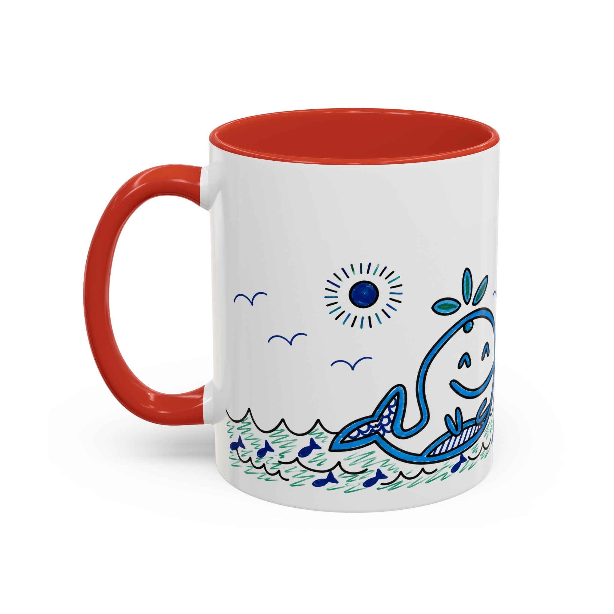 Hand-Drawn Smiling Whale Ocean Mug | Accent Coffee Mug 11oz 15oz