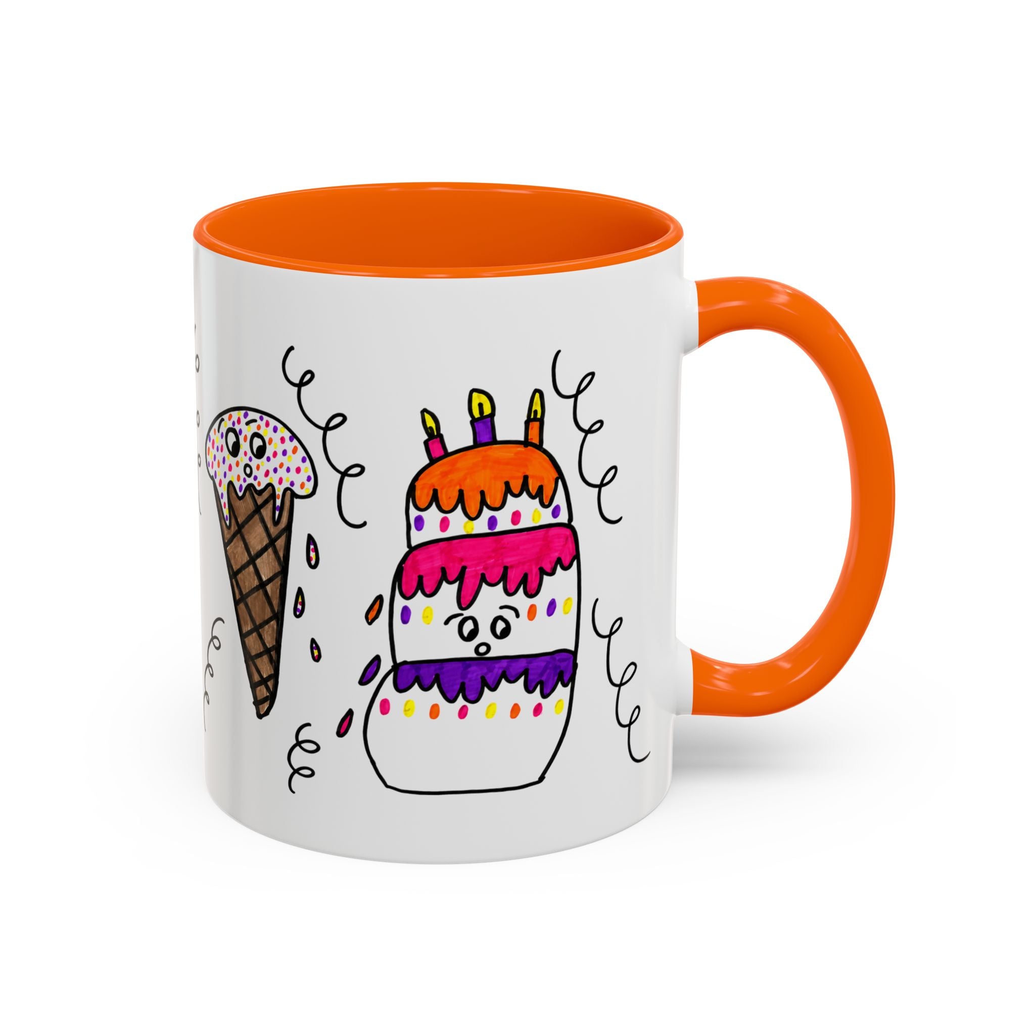 Hand-Drawn Cute Doodle Ice Cream & Cake Mug | Accent Coffee Mug