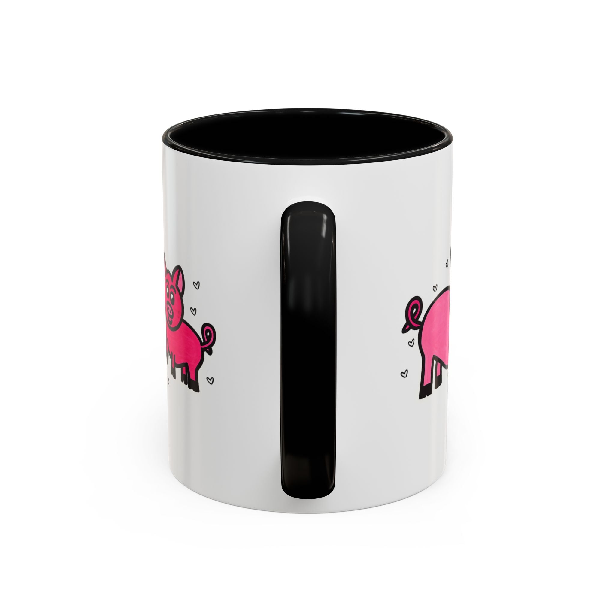 Hand-Drawn Pink Pig Pattern Mug | Accent Coffee Mug 11oz 15oz