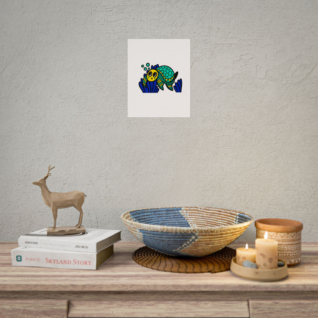 Hand-Drawn Cute Sea Turtle Poster | Colorful Ocean Illustration, Nursery Wall Art