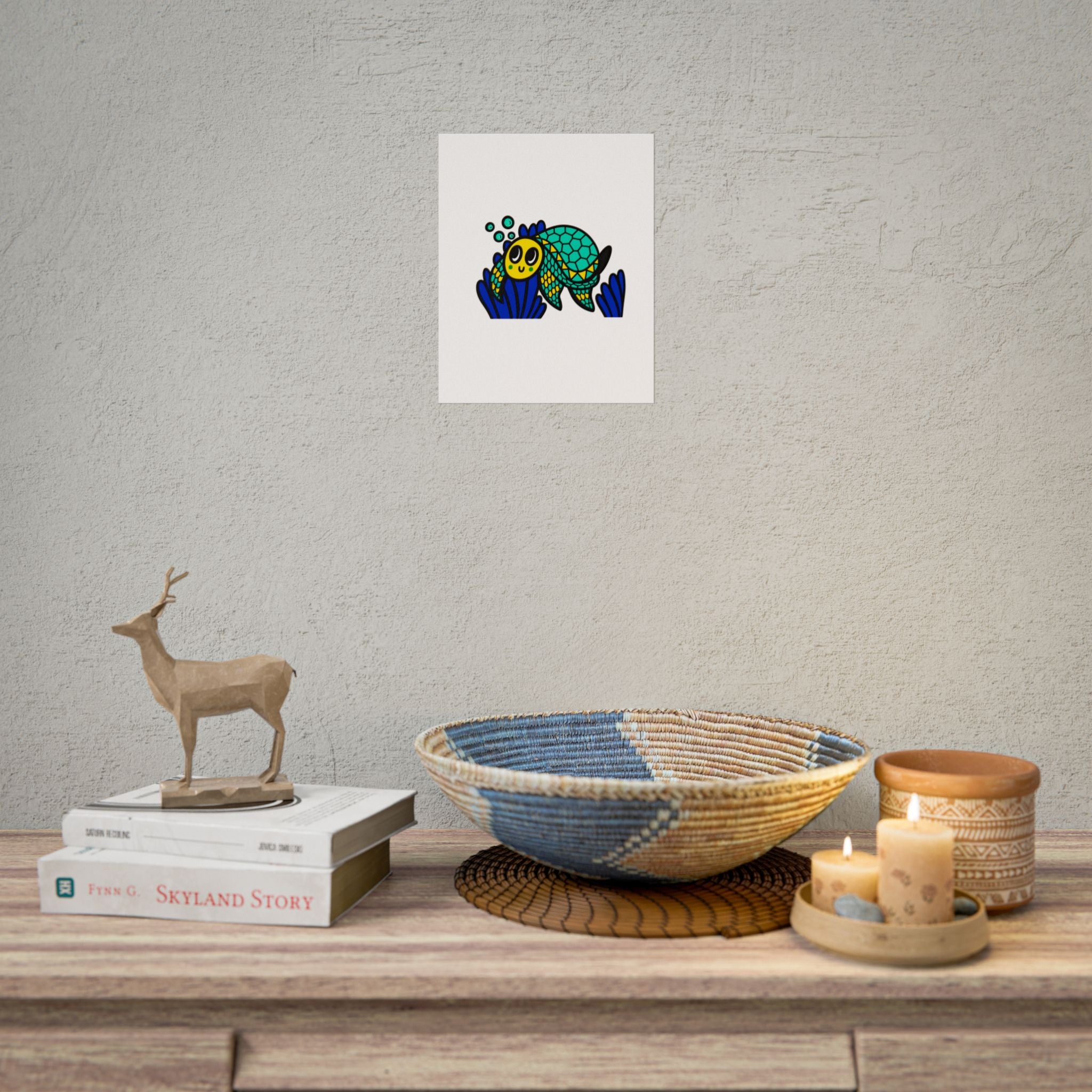 Hand-Drawn Cute Sea Turtle Poster | Colorful Ocean Illustration, Nursery Wall Art
