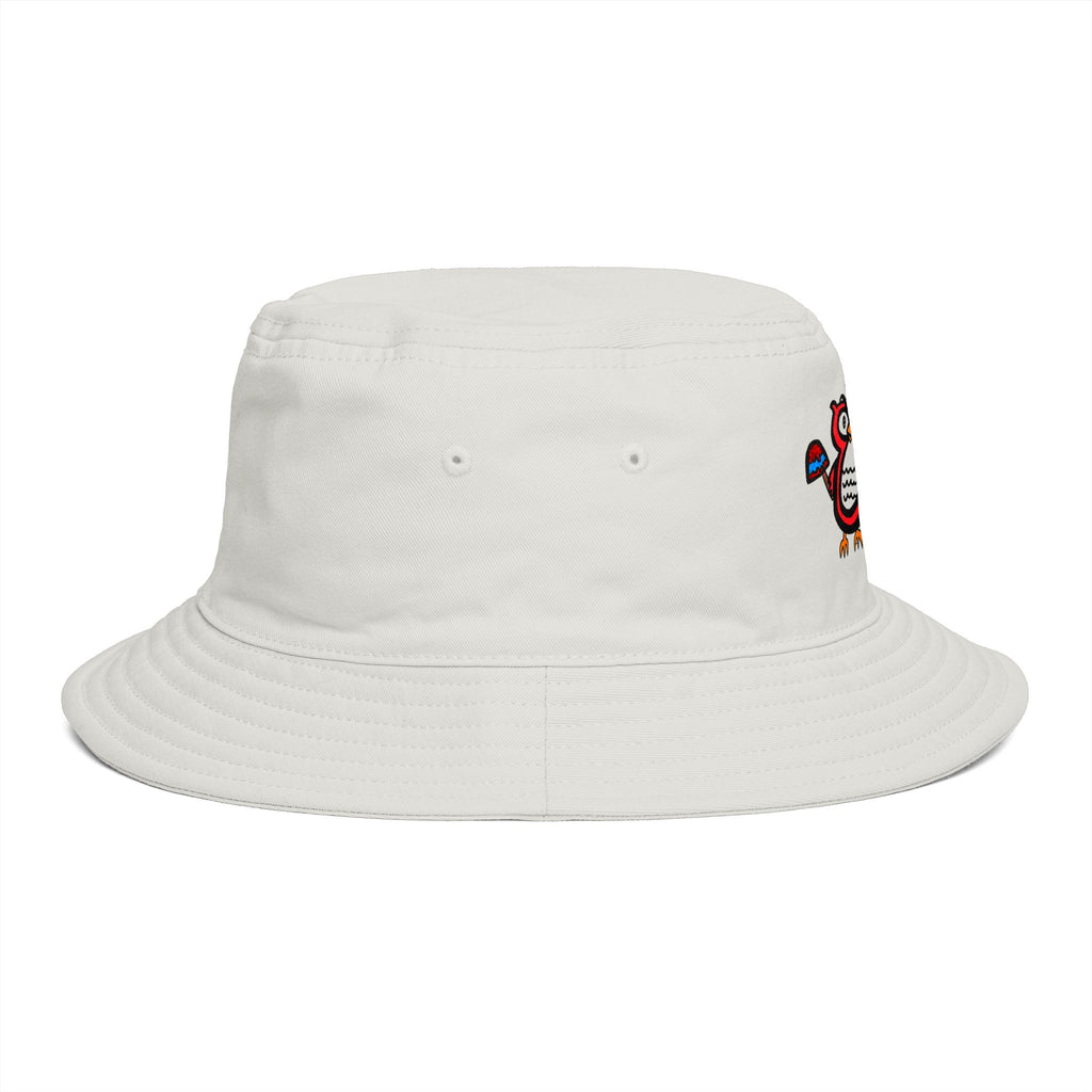 Hand-Drawn Patriotic Owls Bucket Hat | USA Flag Top Hat