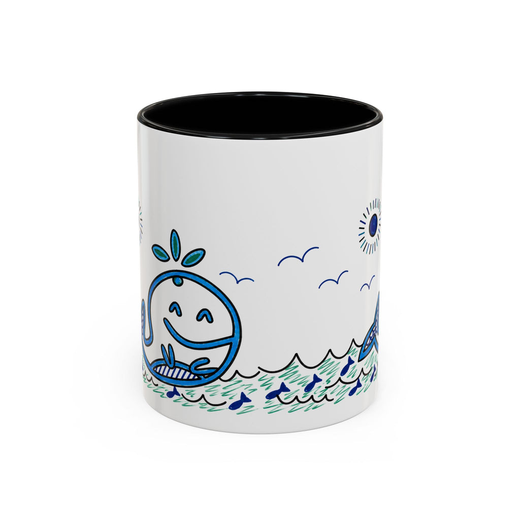 Hand-Drawn Smiling Whale Ocean Mug | Accent Coffee Mug 11oz 15oz