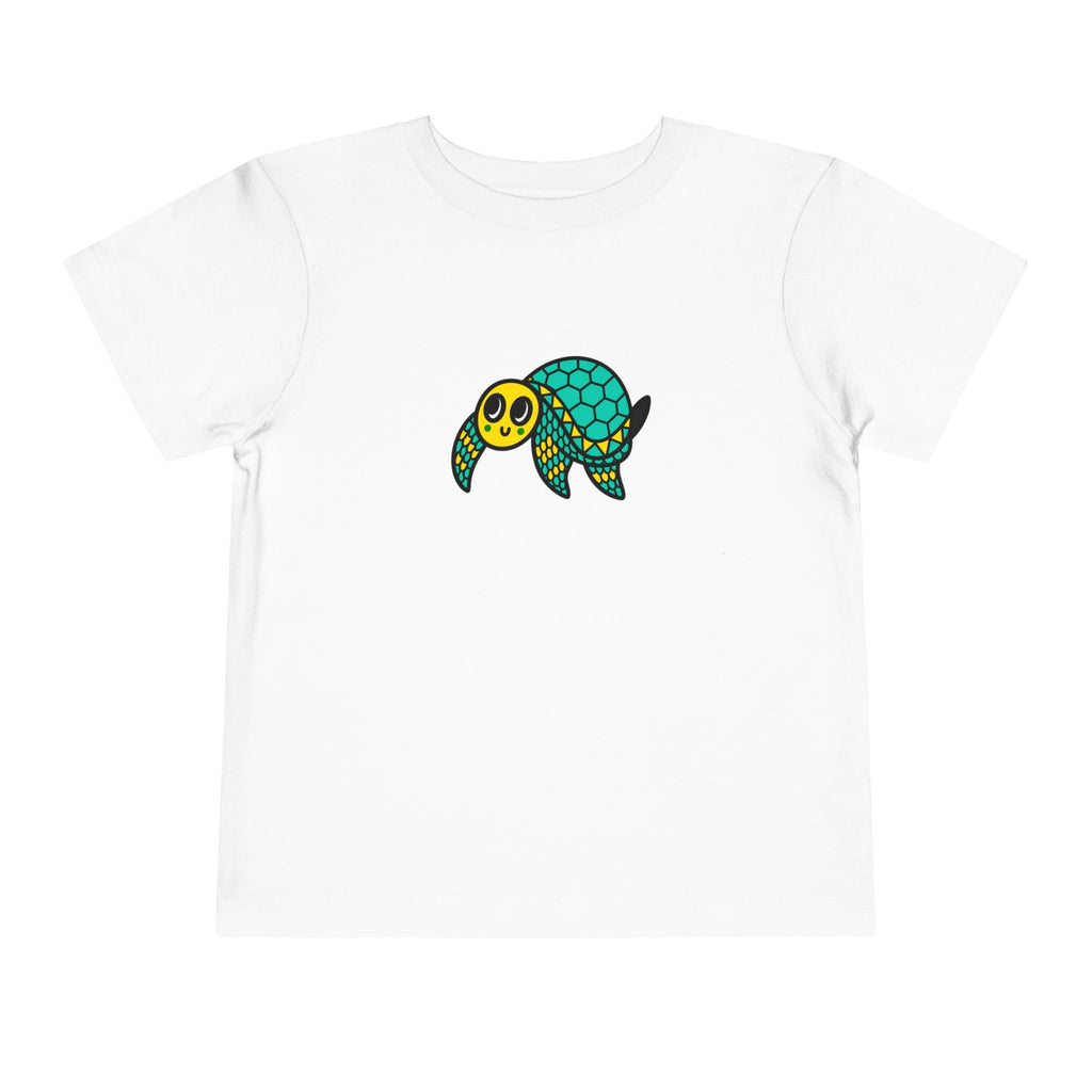 Hand-Drawn Cute Sea Turtle Toddler Tee | Green Turtle Illustration