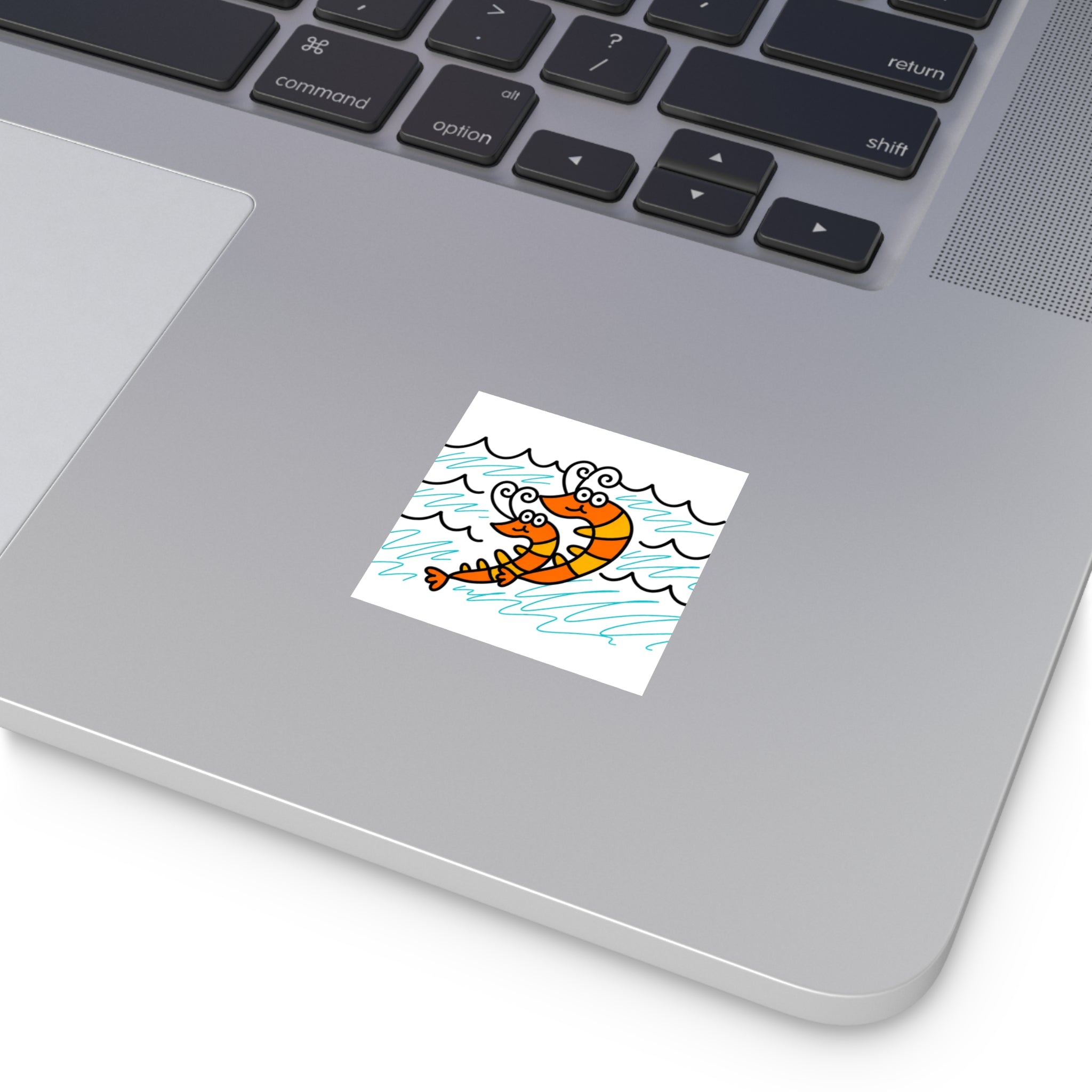 Cute Shrimp Sticker, Hand Drawn Ocean Vinyl Sticker, Whimsical Coastal Shrimp Decal, Cute Sea Life Sticker