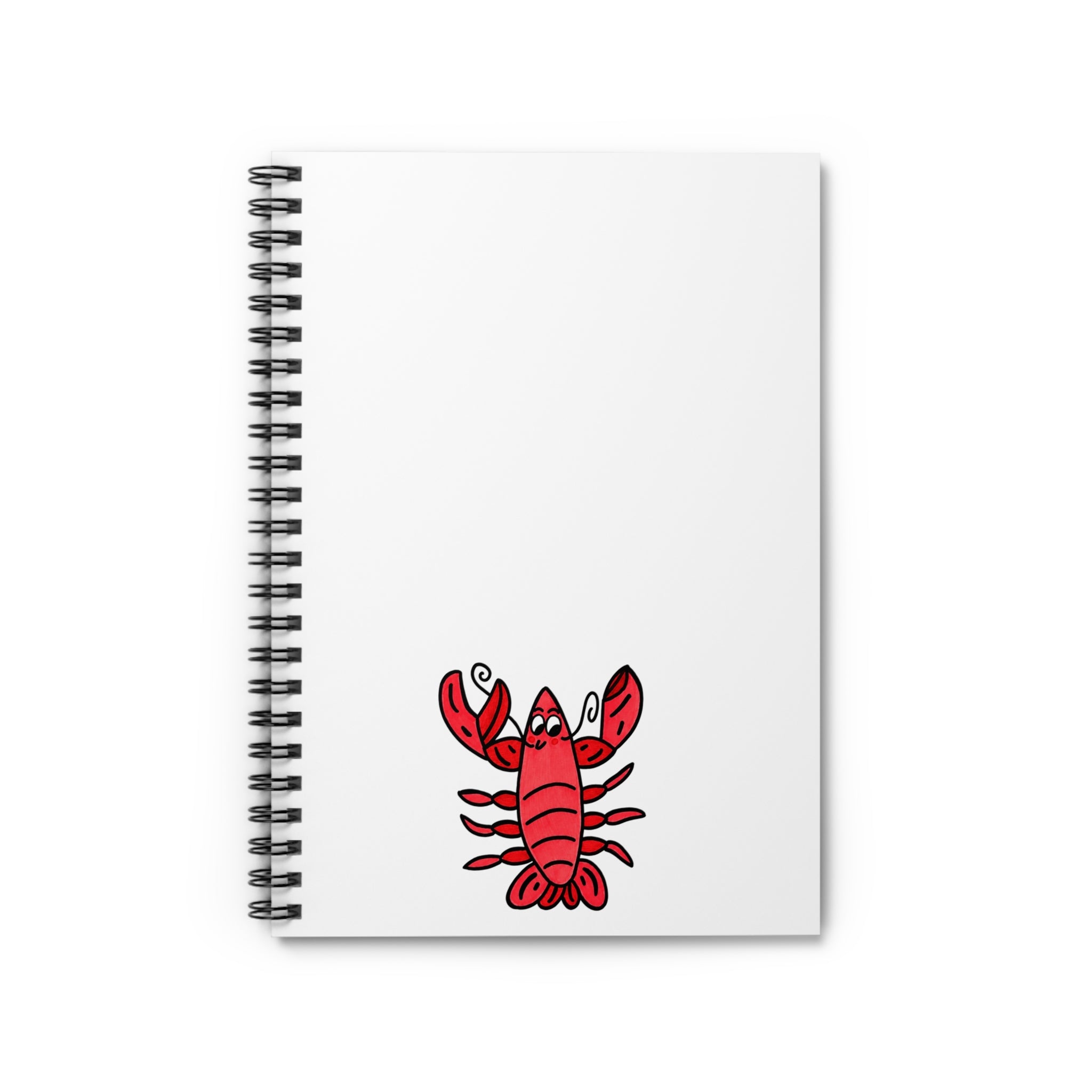 Hand-Drawn Red Lobster Illustration Notebook | Spiral Ruled Journal
