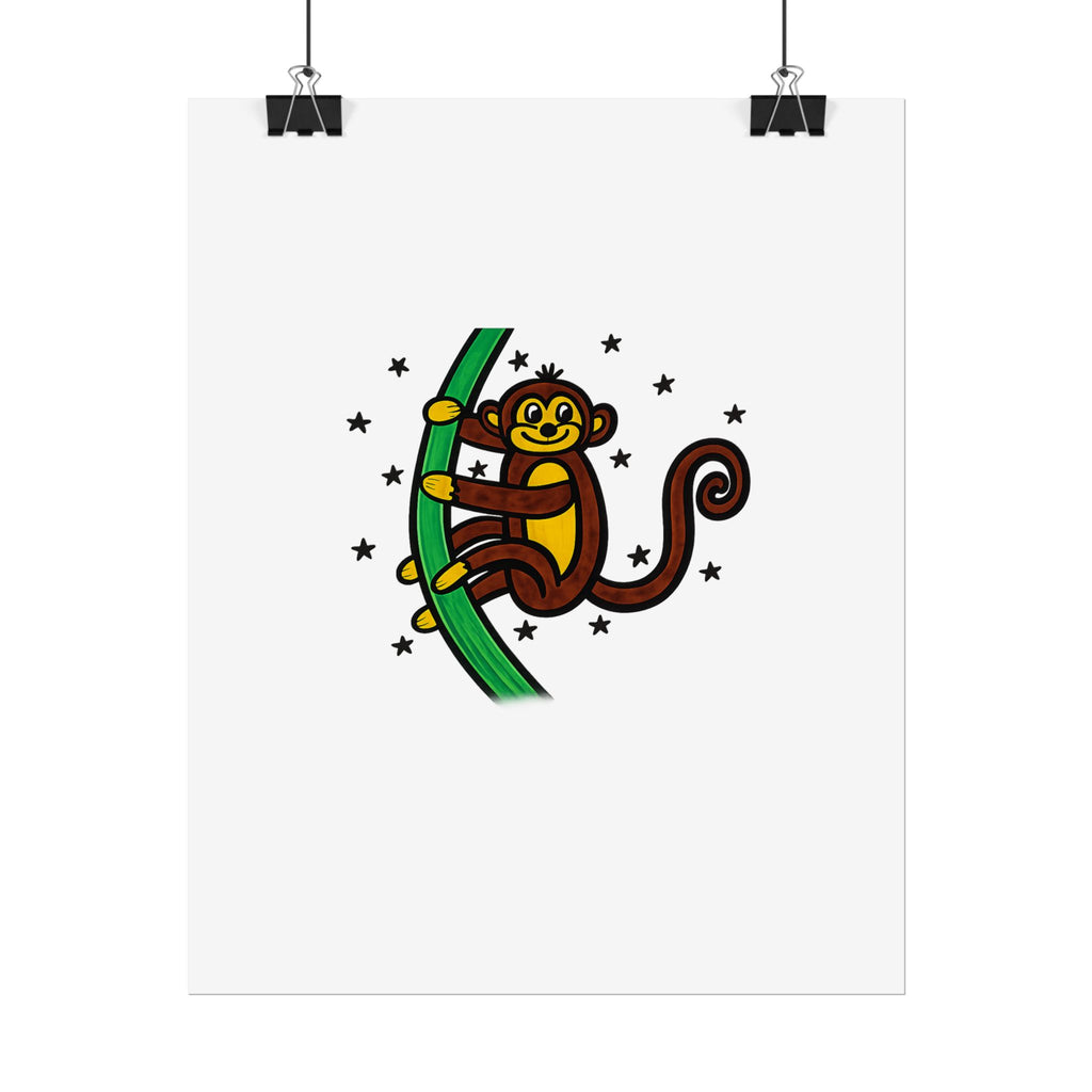 Hand-Drawn Playful Monkey Climbing Tree Poster | Rolled Posters