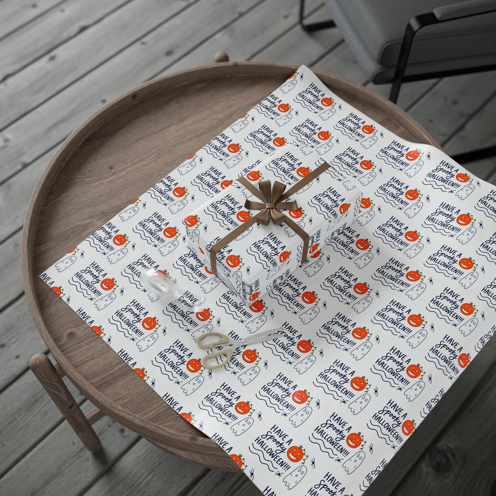 Hand-Drawn Have a Spooky Halloween Pattern Wrapping Papers | Pumpkin Ghosts, Trick or Treat