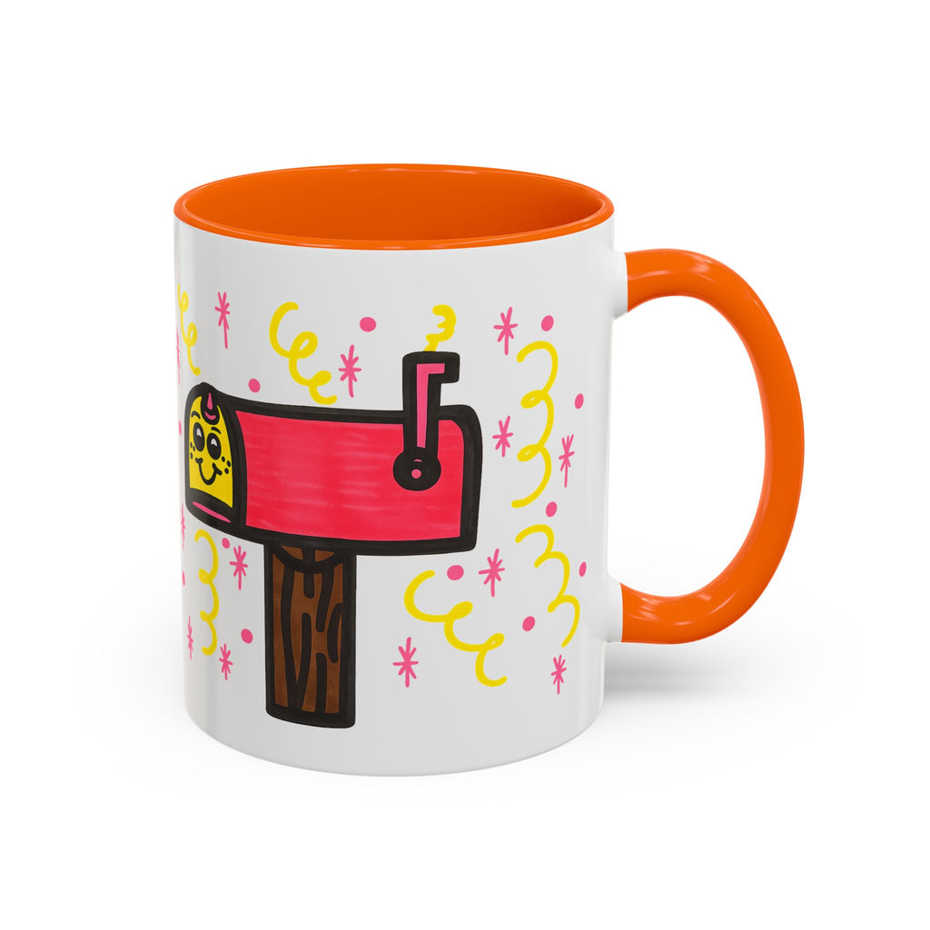 Hand-Drawn Cute Smiling Mailbox Mug | Accent Coffee Mug