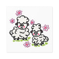 Hand-Drawn Cute Cartoon Sheep Square Sticker | Indoor Outdoor, Floral Spring Design