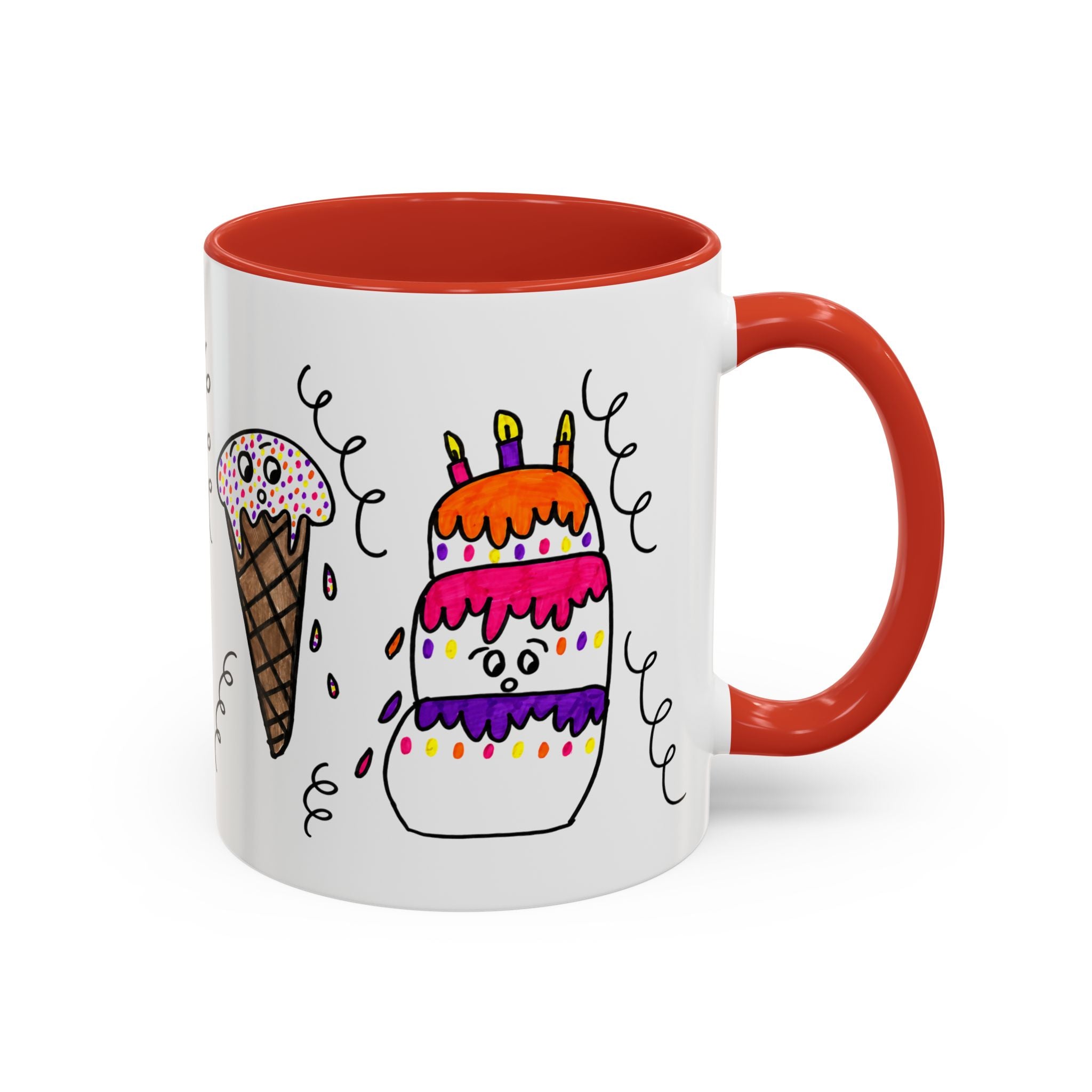 Hand-Drawn Cute Doodle Ice Cream & Cake Mug | Accent Coffee Mug