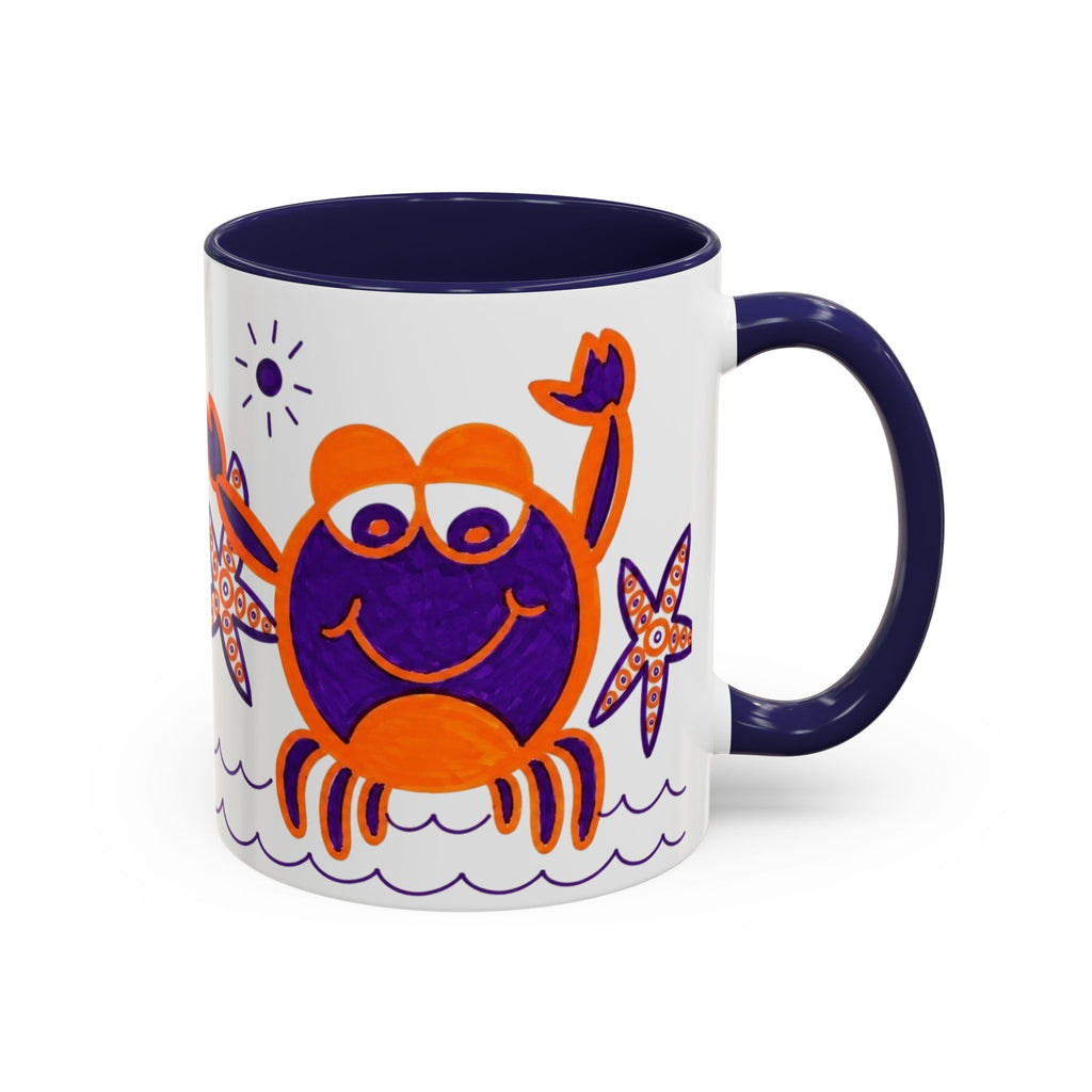 Hand-Drawn Playful Purple Orange Crab mug | Accent Coffee Mug