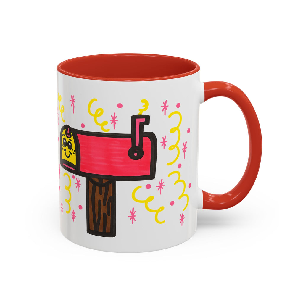 Hand-Drawn Cute Smiling Mailbox Mug | Accent Coffee Mug