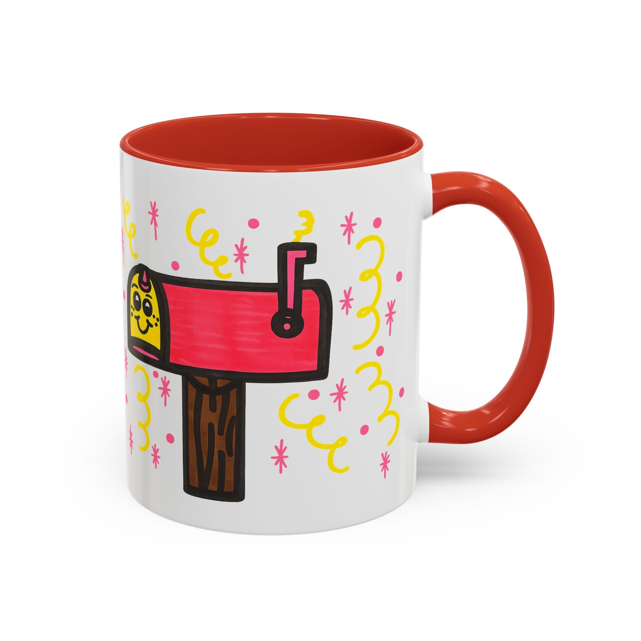Hand-Drawn Cute Smiling Mailbox Mug | Accent Coffee Mug