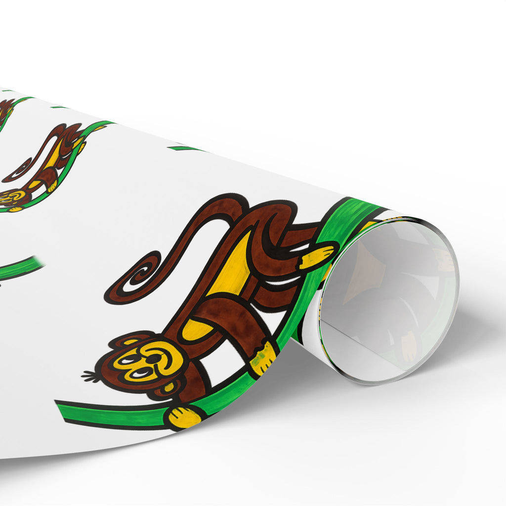 Hand-Drawn Playful Monkey Pattern Wrapping Paper | Animal Gift Wrap