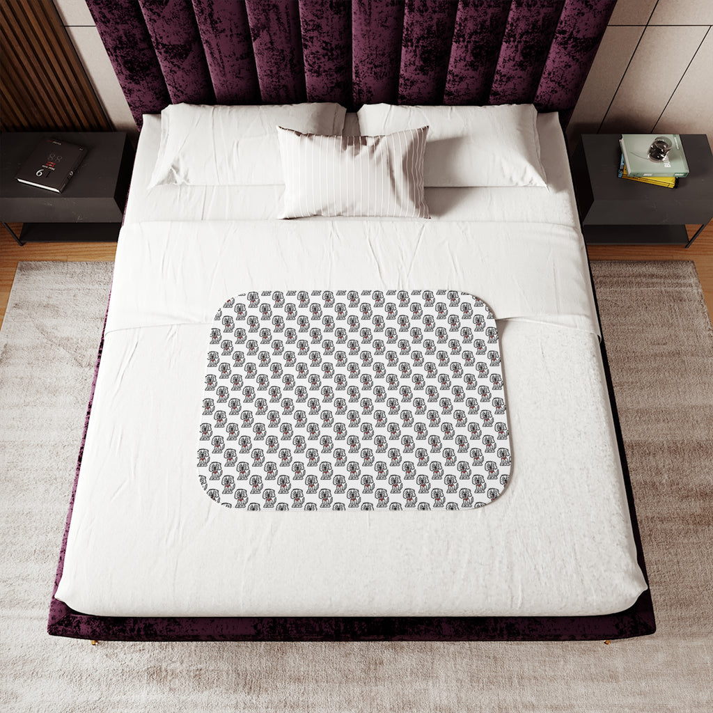Hand-Drawn Cute Dog Pattern Sherpa Blanket | Dog Print Cozy Throw