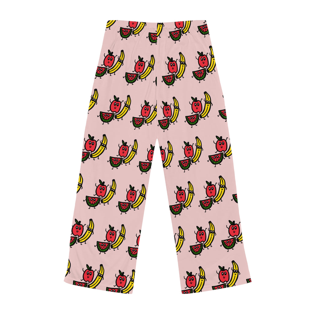 Hand-Drawn Cute Fruit Pattern Pajama Pants | Apple Watermelon Banana Allover Print
