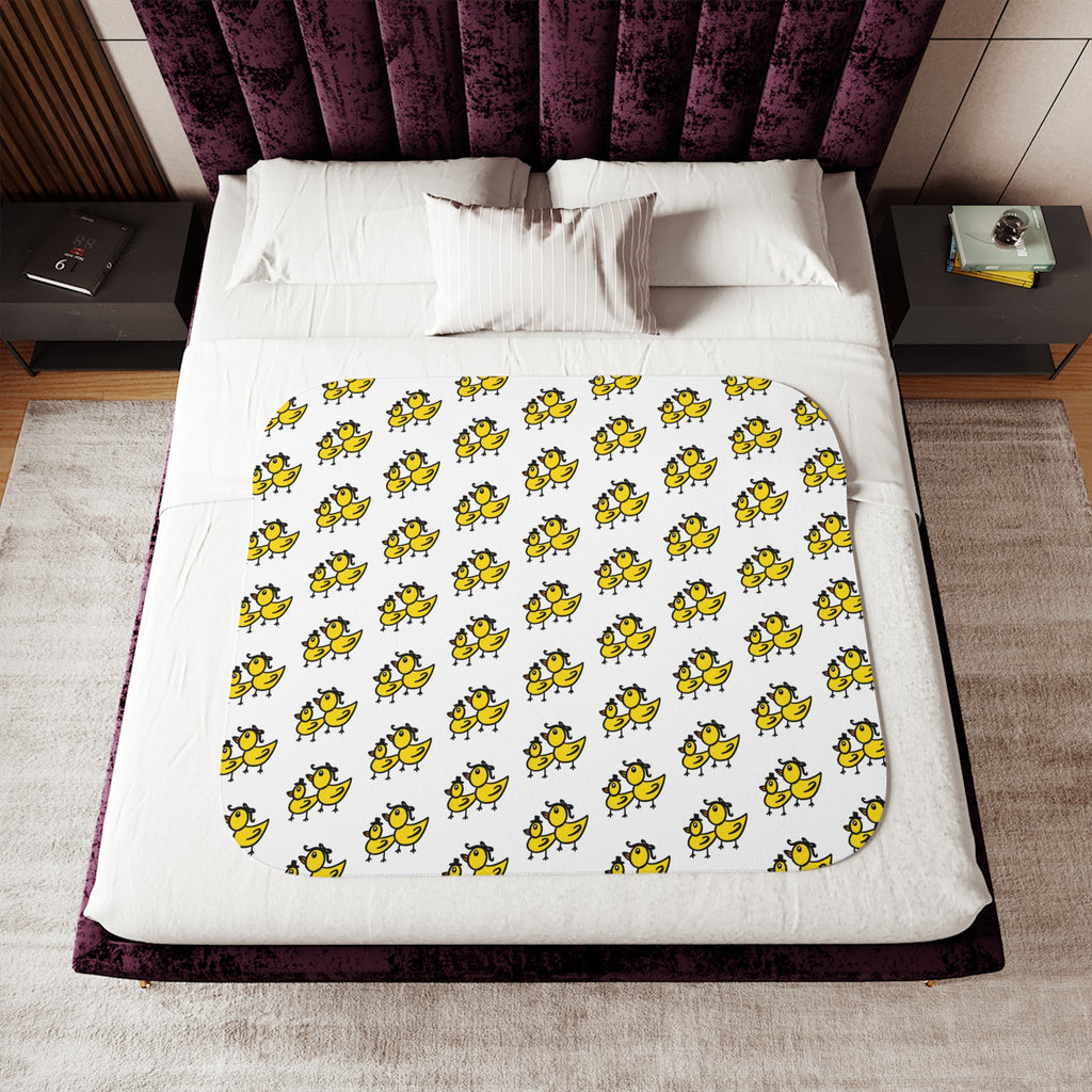 Hand-Drawn Two Ducks Sherpa Blanket | Cozy Duck Illustration