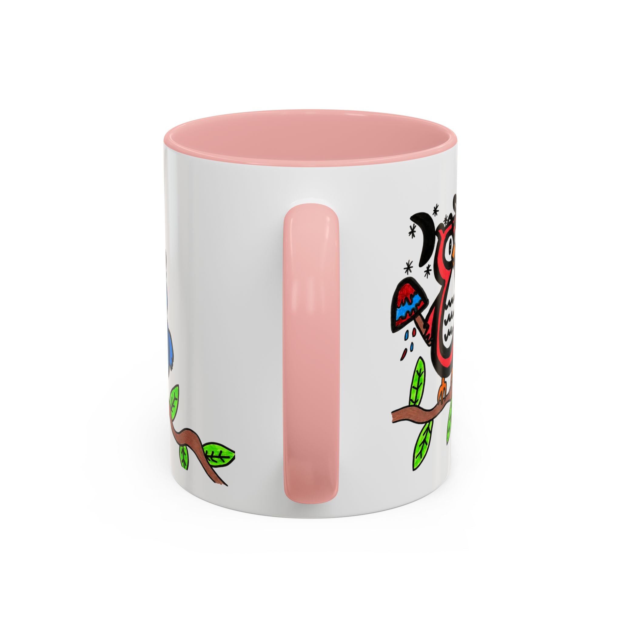 Hand-Drawn Patriotic Owls on a Branch Mug | Accent Coffee Mug 11oz 15oz