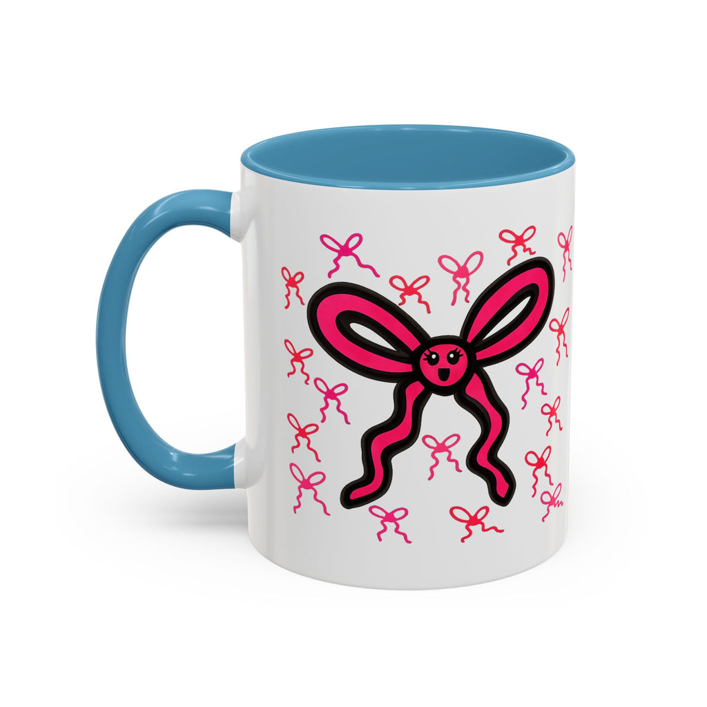 Hand-Drawn Pink Bow Bunny Mug | Accent Coffee Mug