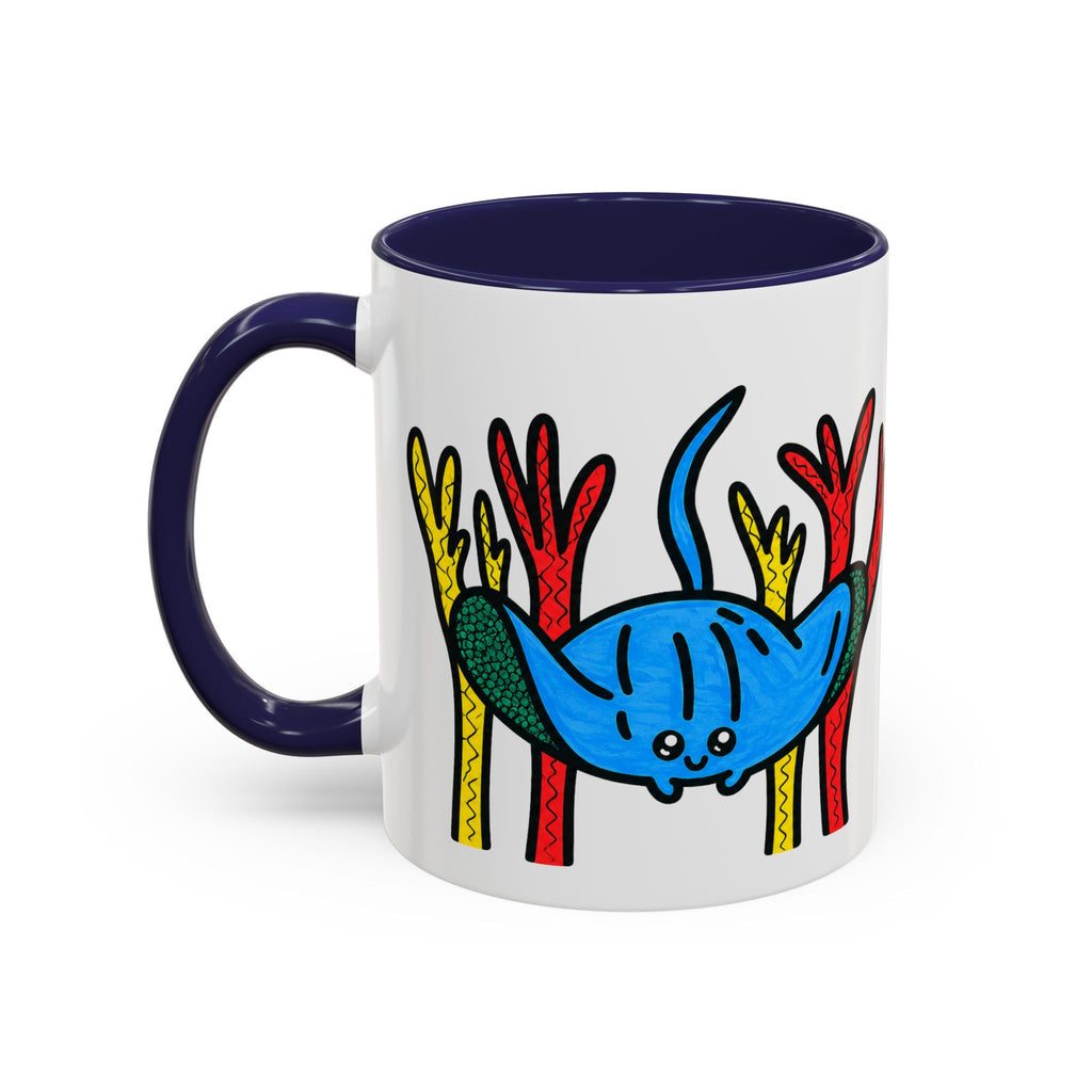 Hand-Drawn Blue Stingray Illustration Mug | Accent Coffee Mug (11, 15oz)