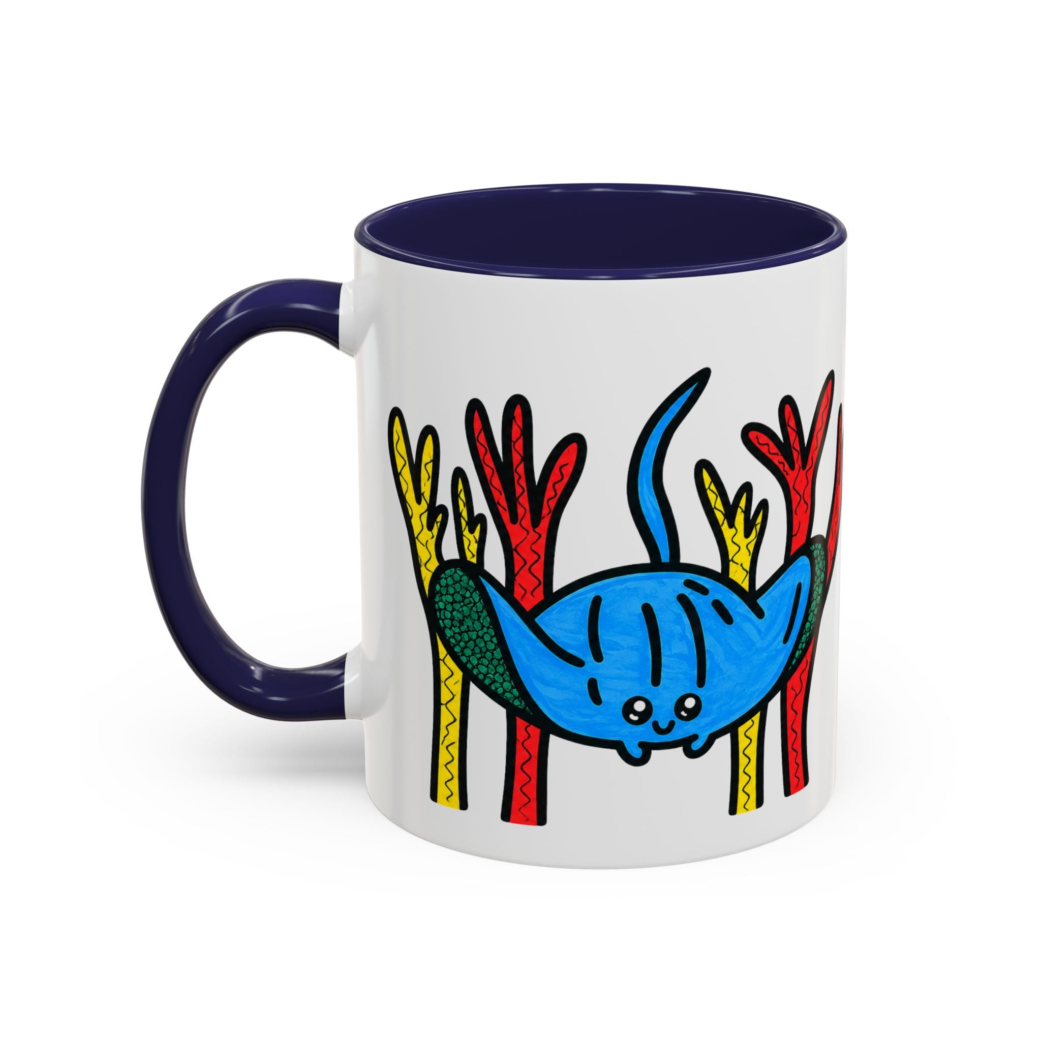 Hand-Drawn Blue Stingray Illustration Mug | Accent Coffee Mug (11, 15oz)