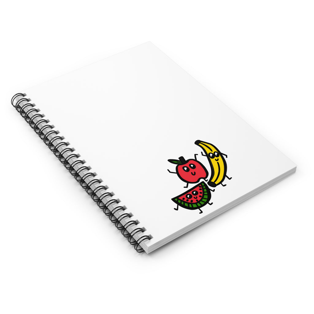 Hand-Drawn Cute Dancing Fruits Spiral Notebook | Ruled Lined Journal