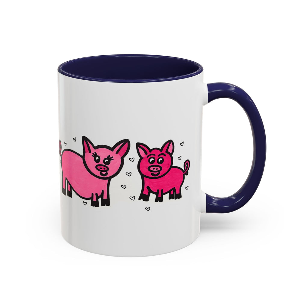 Hand-Drawn Pink Pig Pattern Mug | Accent Coffee Mug 11oz 15oz