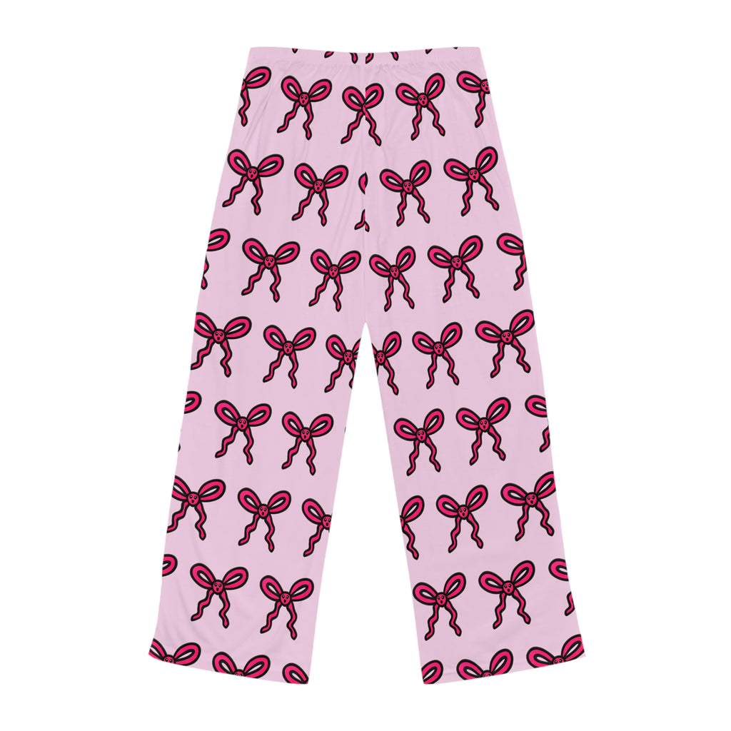 Hand-Drawn Pink Bow Pattern Pajama Pants | All-Over-Print Lounge Pants